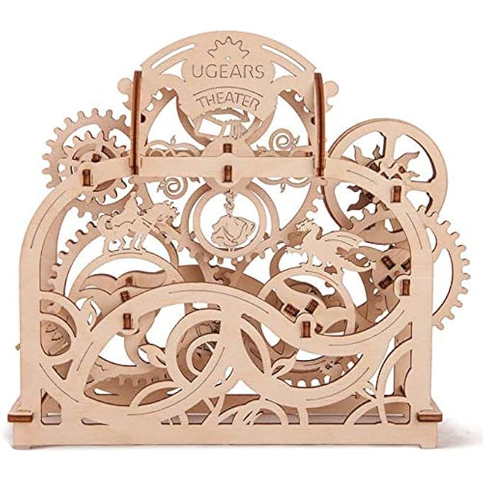 MADE IN EUROPE, 3D WOODEN PUZZLE THEATRE, MECHANICAL MODEL KIT WITH 70 PARTS, DIY SELF-ASSEMBLY WOODCRAFT CONSTRUCTION TOY, PERFECT FOR GIFTING, NO GLUE NEEDED, BROWN, UGR-70002 - Image 1